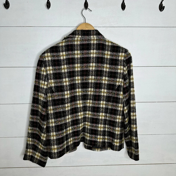 Sag Harbor Yellow, Black, Red Plaid Jacket Blazer with Zipper - Size Medium - Picture 7 of 7